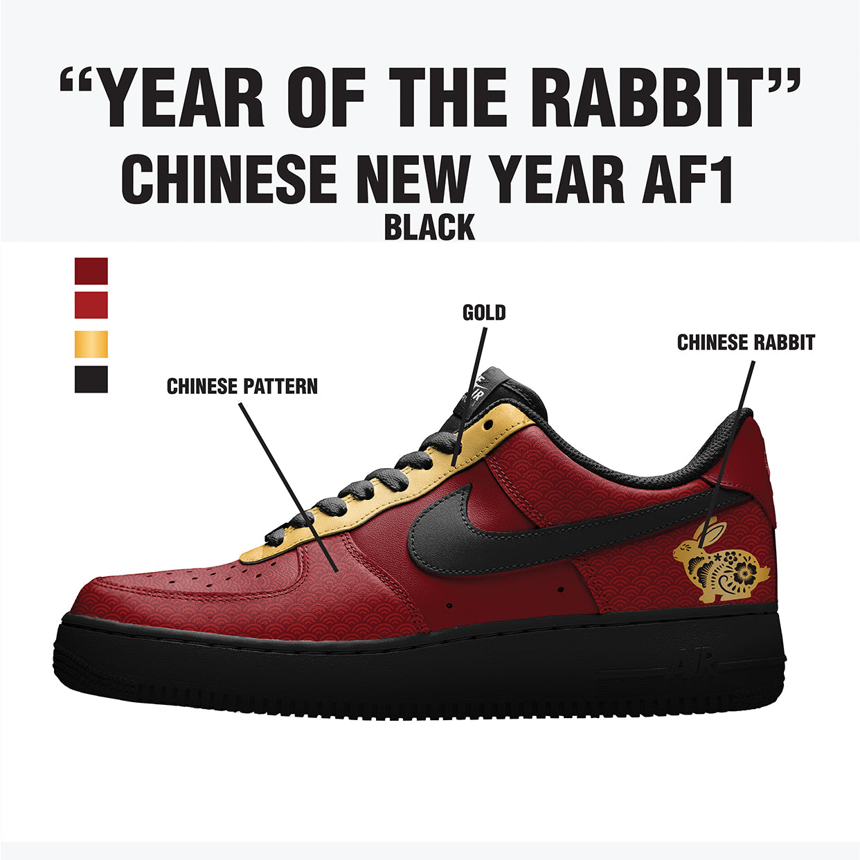 Year of the Rabbit AF1 Black Mockup Monday Collection M11